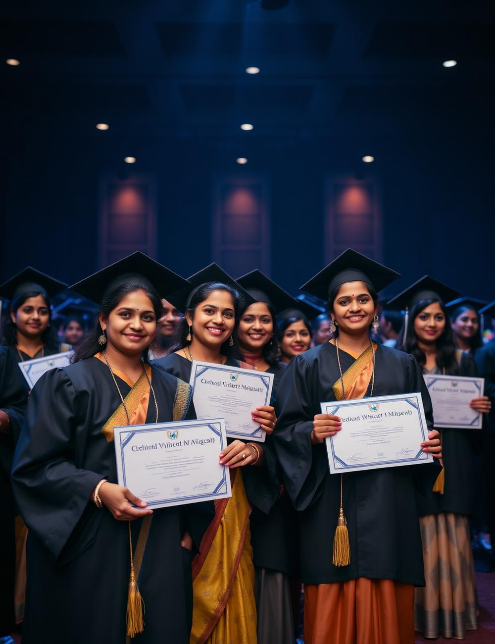 Aviation graduates holding certificates at the Airline Institute graduation ceremony