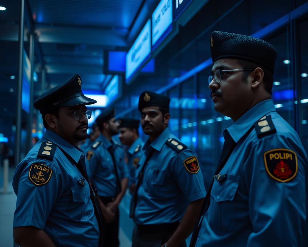 Airport security screening checkpoint observed during a student airport visit